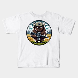 Tactical Bison Buffalo Kids T-Shirt